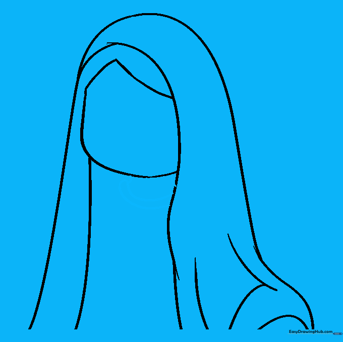 Sketching the neck and the collar of the garment below the chin.