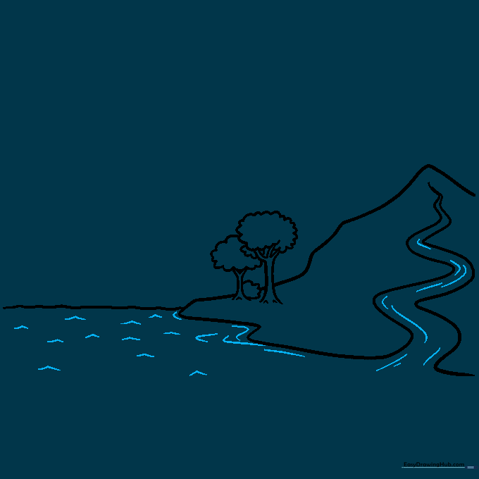 Detailing the water surface with V-shaped waves and ripples.