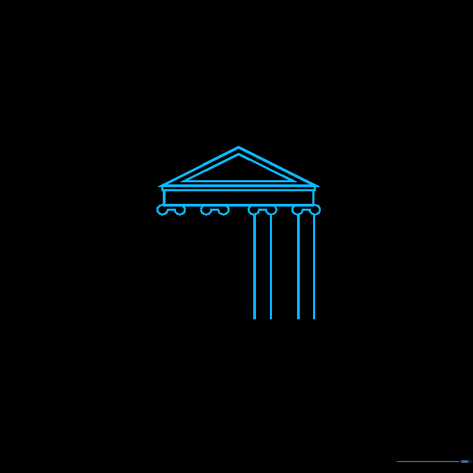 Pencil sketch showing the initial triangular roof structure of the White House.