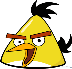 A finished, vibrant illustration of Chuck the yellow bird from Angry Birds.