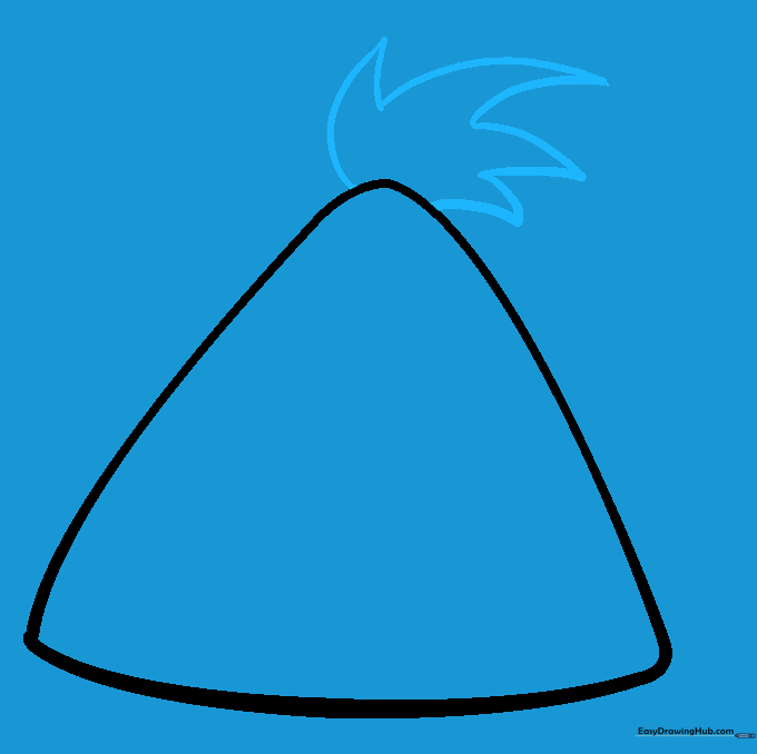 Adding a series of sharp, zig-zagging feather tufts to the top of the triangular head shape.