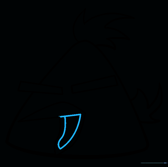 Adding detail to the beak by defining the mouth and tongue with curved lines.