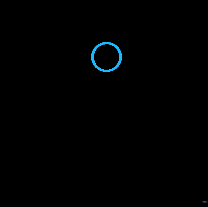 A small circle drawn in the top half of the Yin Yang symbol.