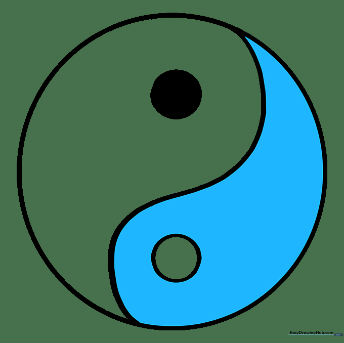 The completed Yin Yang symbol with high-contrast black and white sections.