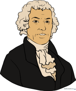 A finished, colored portrait of Thomas Jefferson, perfect for history-themed art projects.