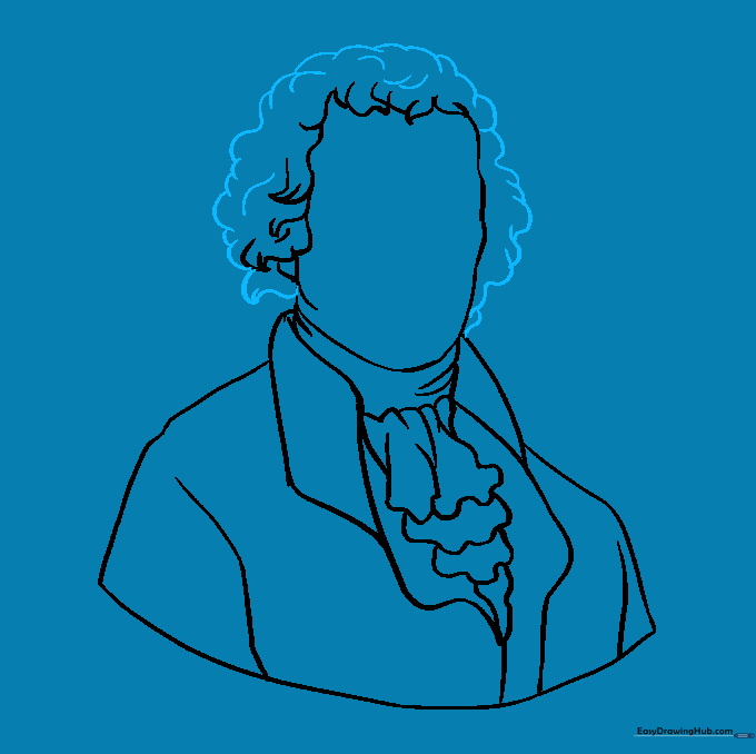 Adding texture to the hair using small, repeated U-shaped lines.