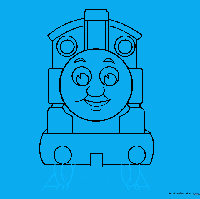 Wheels and railway tracks added to complete the full train scene.