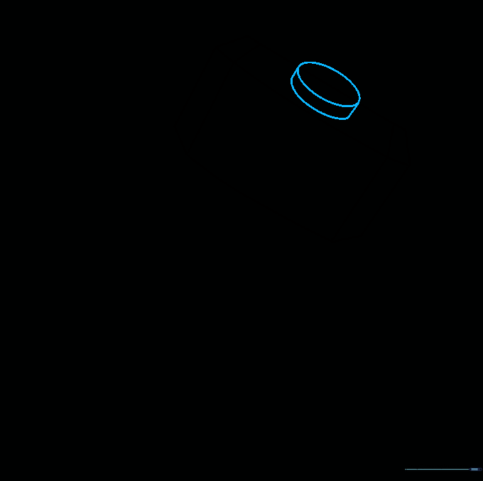 Drawing the oval attachment point on top of the hammer head.