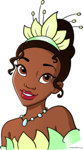 A colorful, finished illustration of Princess Tiana, perfect for inspiration.