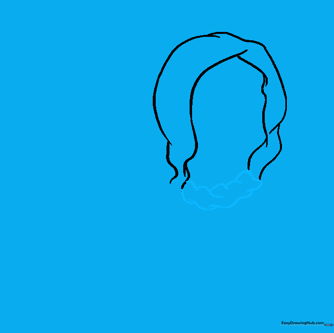 Drawing the scarf area with overlapping curved lines to create a fabric texture.