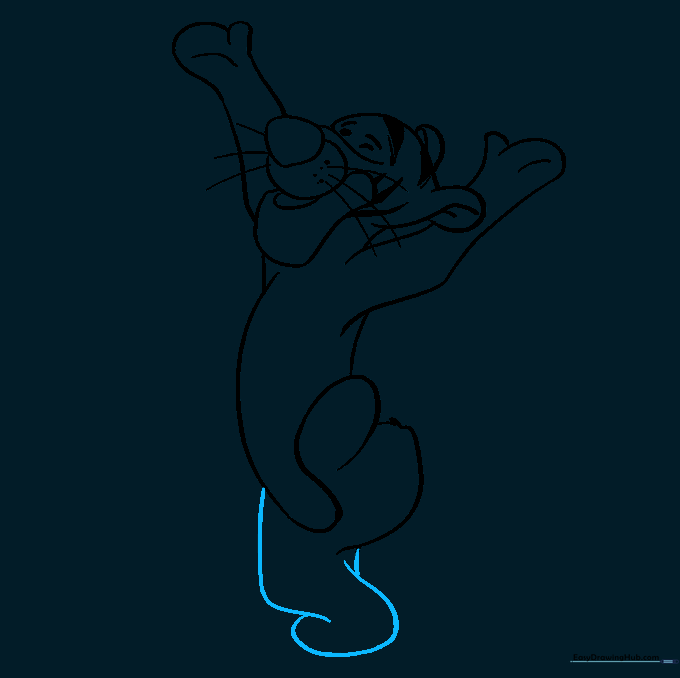 Sketch showing the addition of the second leg to complete the lower body.