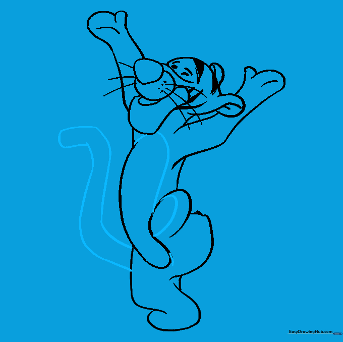 Sketch showing the addition of the underbelly markings and the long tail.