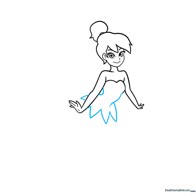 Sketching the leaf-like jagged hemline of Tinkerbell's dress.