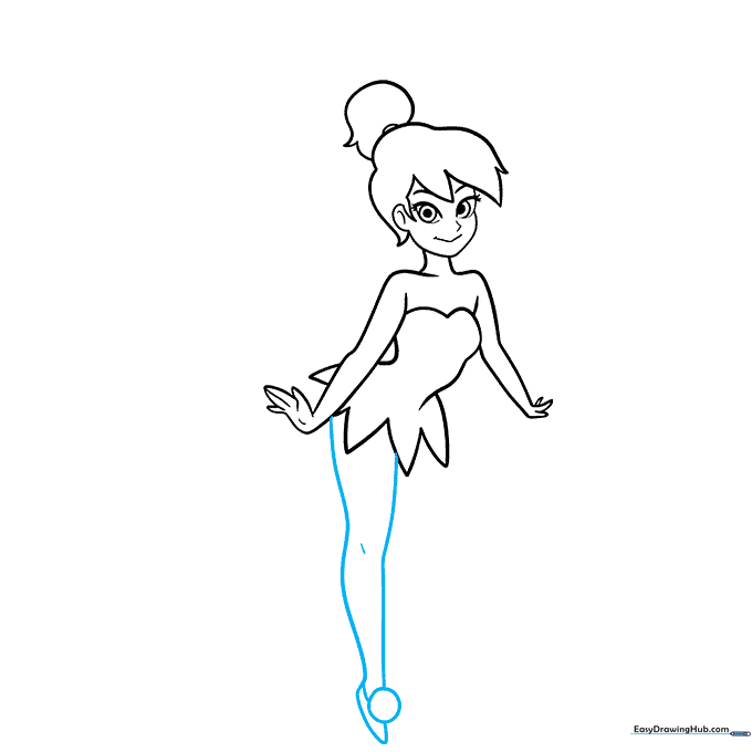 Detailed sketch of Tinkerbell's leg and her signature pom-pom shoe.