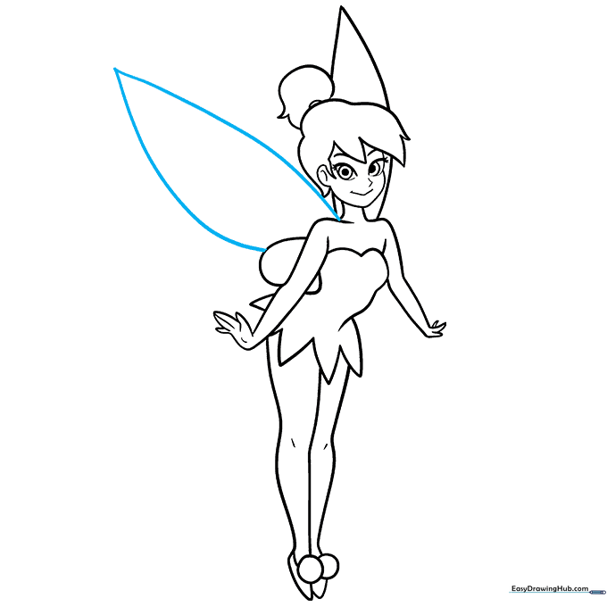 Finalizing the wing structure to complete the full Tinkerbell outline.