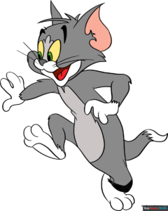 Finished, colored illustration of Tom Cat from Tom and Jerry.