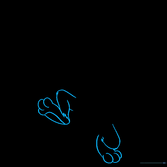 Drawing of Tom's legs and feet with toe details.