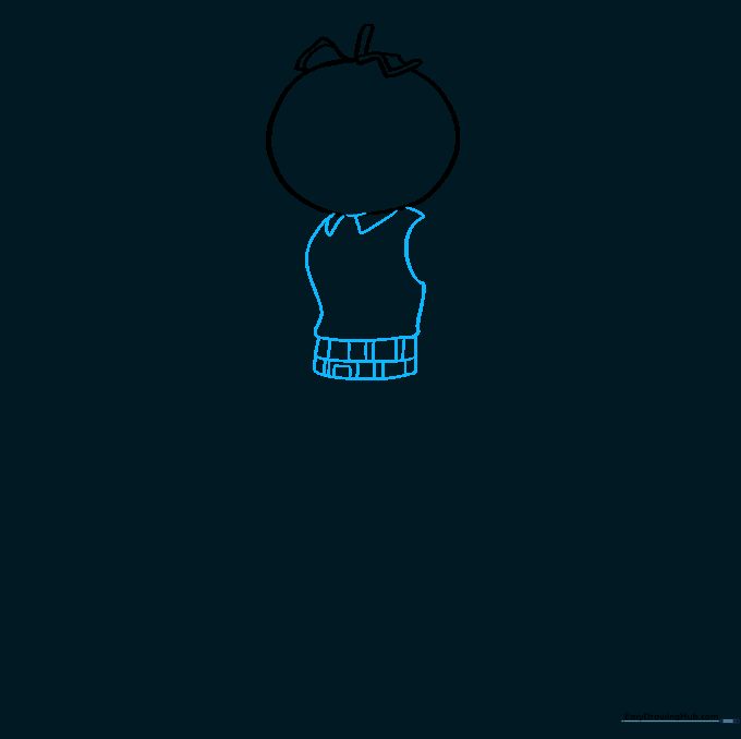 Outline of the character's torso and collar area.