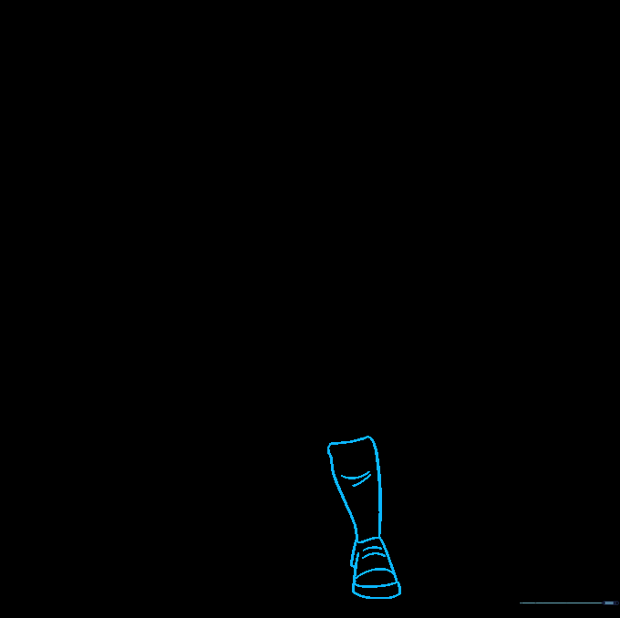 Detailed sketch of the character's boot.