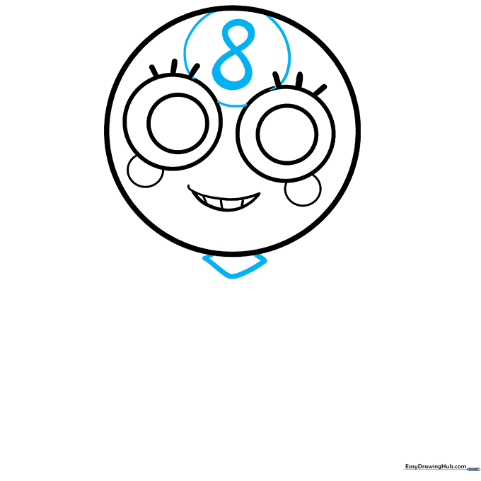 Detail of the number eight symbol on the forehead and the diamond-shaped neck connection.