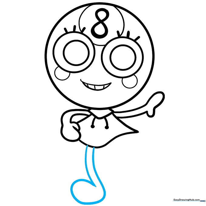 A single leg drawn with a curved, music-note-like shape for the foot.