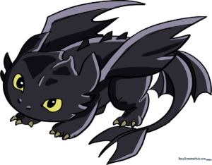 Finished illustration of Toothless from How to Train Your Dragon