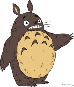 A friendly, finished illustration of Totoro, the forest spirit, ready for coloring.