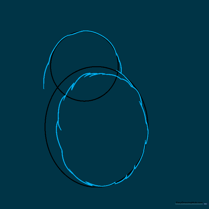 Totoro outline showing the head shape and the large belly patch being defined.