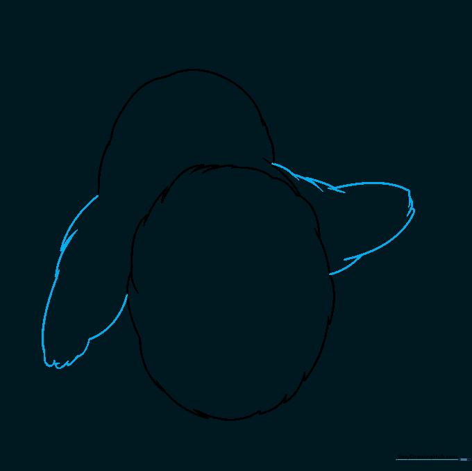Totoro outline with guide lines removed and two rounded arms added to the sides.