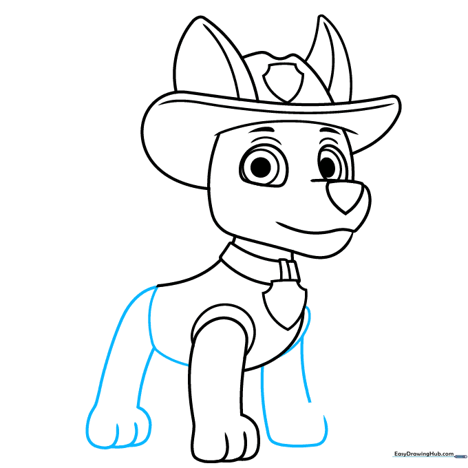 Adding the remaining legs to the drawing to complete the body structure.