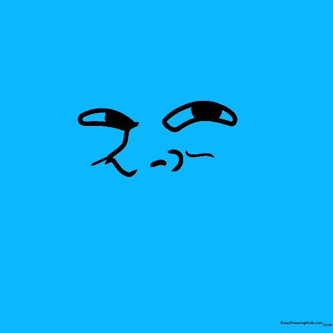 Sketching the wide, curved mouth outline.