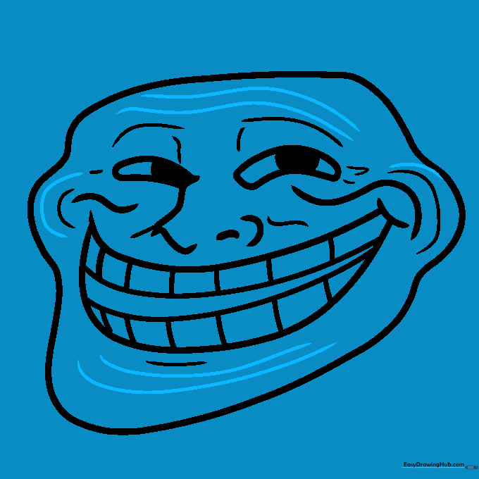Darkening the main outlines of the Trollface.