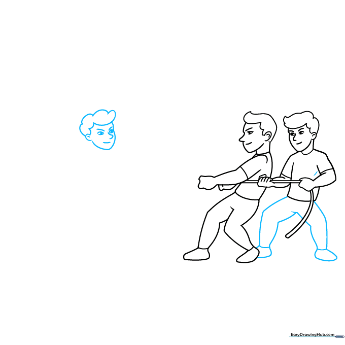 Drawing showing the first team complete and the start of the opposing team's first player.