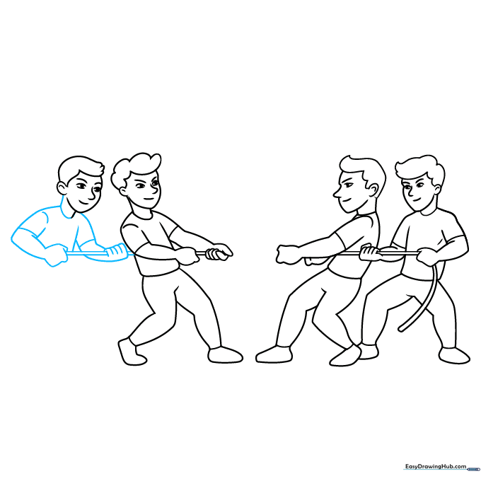 Drawing of the final team member added to the tug-of-war line.