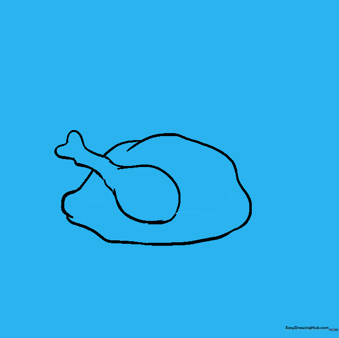 Adding wavy texture lines to the turkey body to represent roasted skin.
