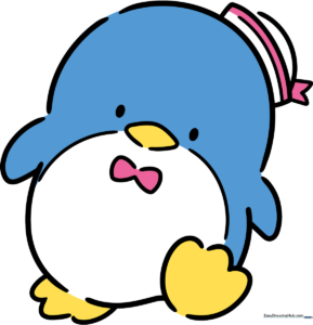 Full-color illustration of Tuxedo Sam, the dapper penguin, standing proudly.