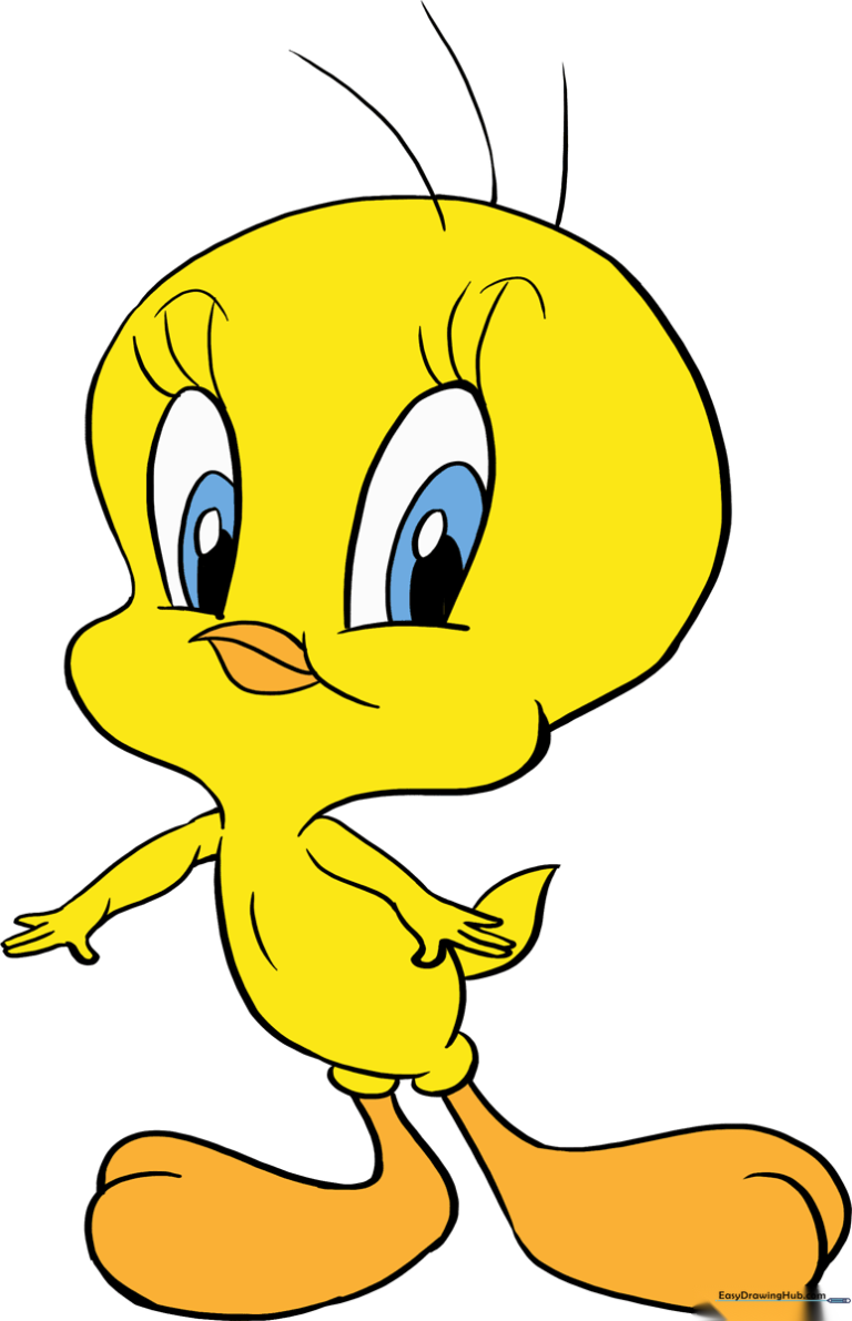 Finished, vibrant drawing of Tweety Bird against a clean background.