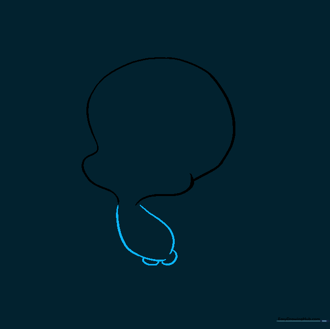 Tweety Bird's teardrop-shaped body outline connected to the head.