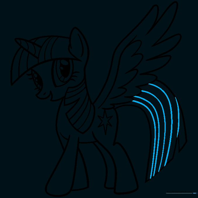 Finalizing the drawing with a bold black ink outline.