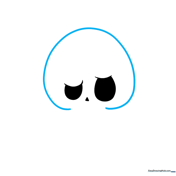 Drawing the curved outline of Tycoco's head shape.