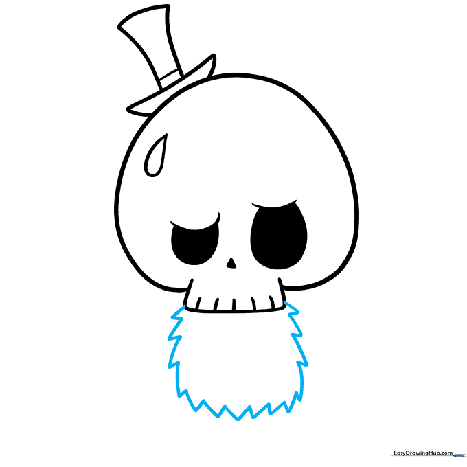 Drawing the jagged, furry outline of Tycoco's body.