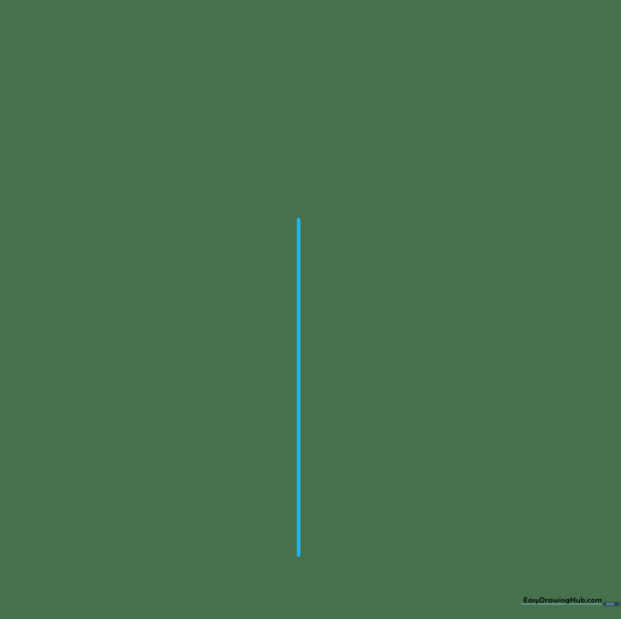 A single vertical line drawn on white paper representing the umbrella shaft.