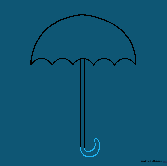 A curved J-shaped handle added to the bottom of the umbrella shaft.