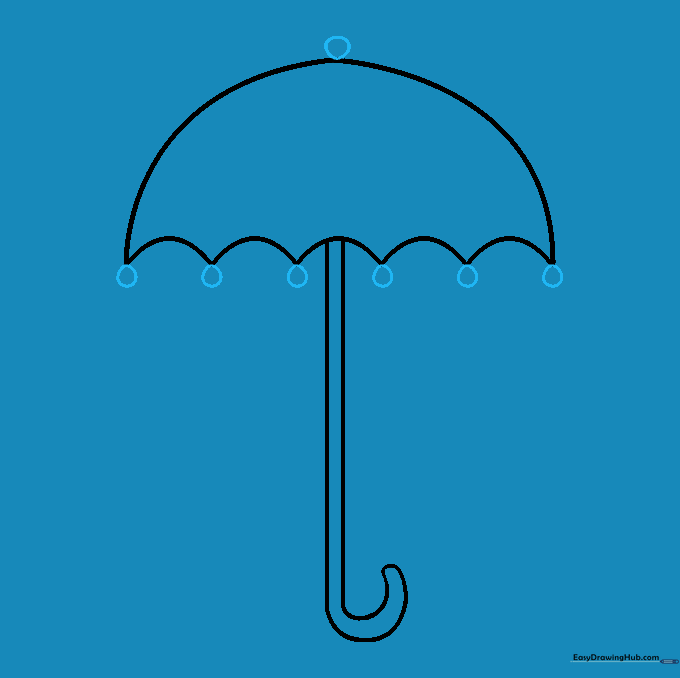 Small circles added to the top and bottom points of the umbrella to represent spoke caps.