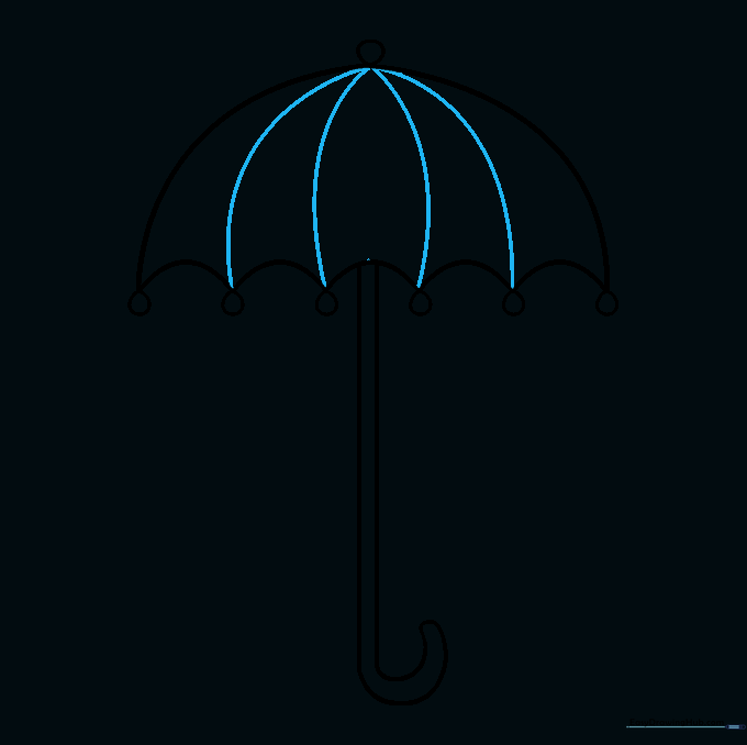 Curved lines radiating from the top center to the bottom edge, defining the umbrella panels.