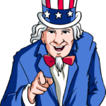 Colorful illustration of Uncle Sam pointing, ideal for patriotic holiday crafts.