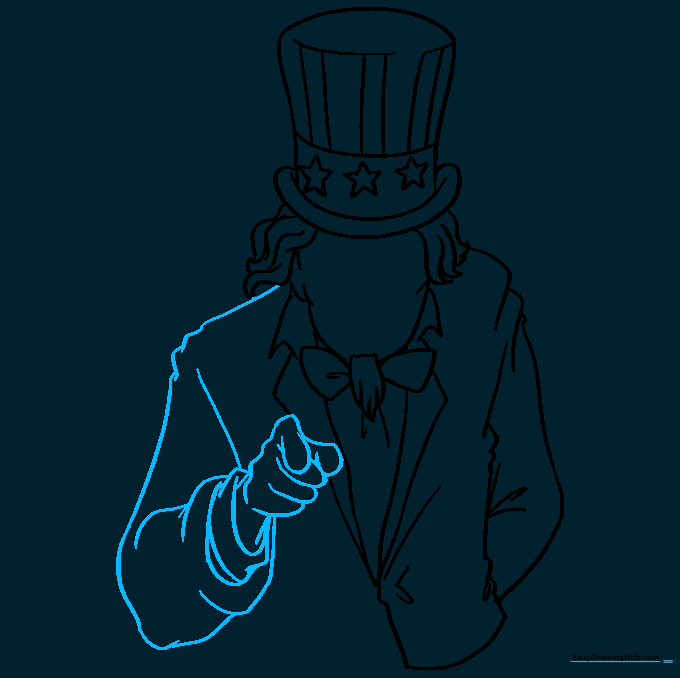 Uncle Sam's arm and hand in a pointing gesture.
