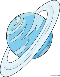 A vibrant, finished illustration of the planet Uranus with rings, ready for a space-themed art project.