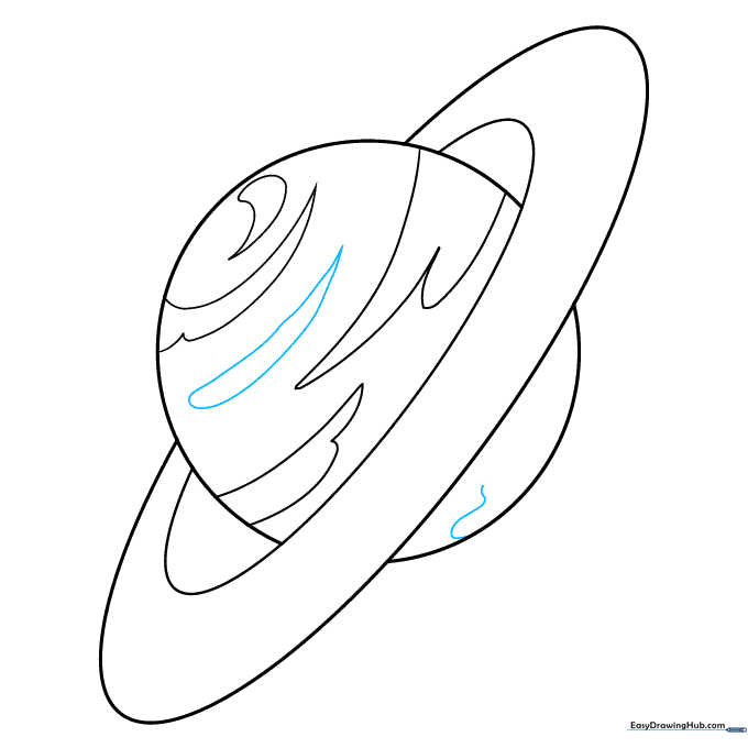 Drawing an elongated cloud shape in the southern hemisphere and starting a pole line.