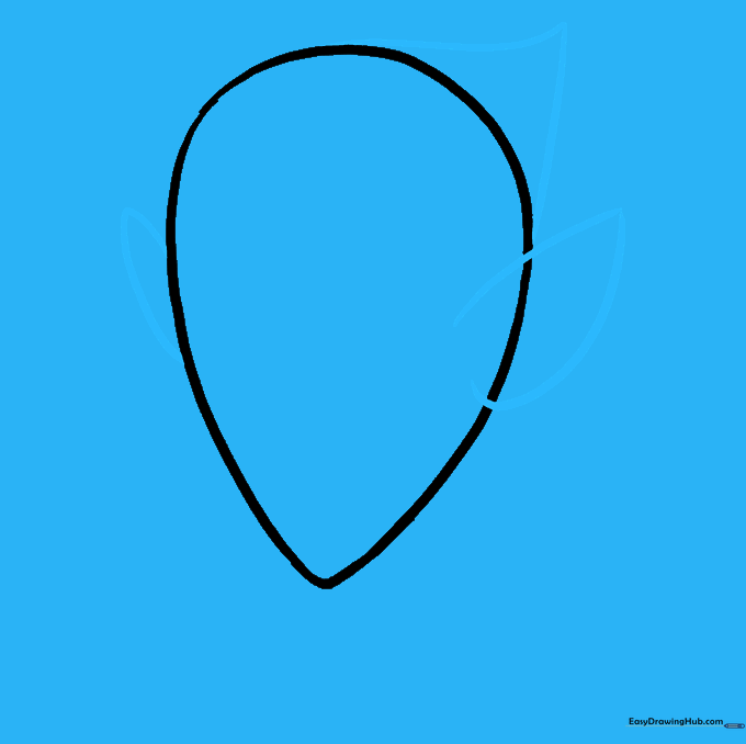 Drawing the pointed ears and the initial hair outline on the vampire's head.